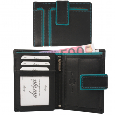 Color Exclusive Rindleder Geldbörse mit großem Kleingeldfach, 7 Kartenfächer, Außenriegel