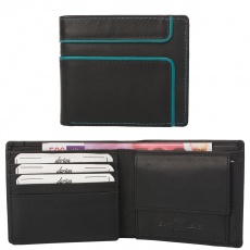 Color Exclusive Kleine Rindleder Geldbörse mit großem Kleingeldfach, 8 Kartenfächer