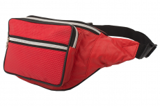 Stylische Bauchtasche mit Fronttasche Reißverschluss mit Metall-Look Reißverschluss - Nappa Leder rot