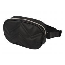 Design - Bauchtasche mit Metall-Reißverschluss Optik - schwarz PU