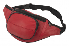 Bauchtasche mit Fronttasche Reißverschluss - Nappa Leder rot