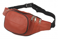 Bauchtasche mit Fronttasche Reißverschluss - Nappa Leder rostbraun
