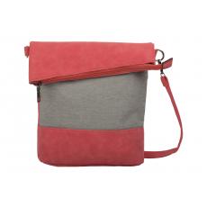 Faltüberschlag Umhängetasche mit Canvas Absatz - samtweiches PU