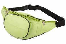 Bauchtasche mit Fronttasche Reißverschluss - Nappa Leder hellgrün