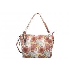 dariya® Freizeittasche mit Flowerprint rot - abwaschbar - PU