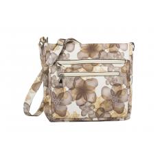 dariya® Umhängetasche mit extra Frontfachtasche mit Flowerprint gelb - abwaschbar - PU