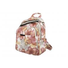 Edler Unisex Freizeit Rucksack mit Metall Reißverschlüssen mit Flowerprint rot - abwaschbar