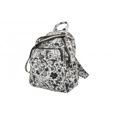 Edler Unisex Freizeit Rucksack mit Metall Reißverschlüssen mit Flowerprint schwarz - abwaschbar