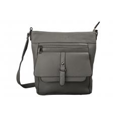 dariya® Umhängetasche mit Überschlag-Vortasche grau - PU