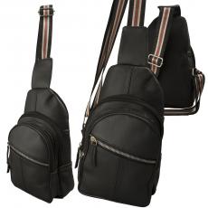 Bodybag Rucksack Schultertasche Crossover Cityrucksack - Rind Leder schwarz