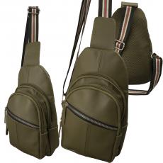 Bodybag Rucksack Schultertasche Crossover Cityrucksack - Rind Leder olive