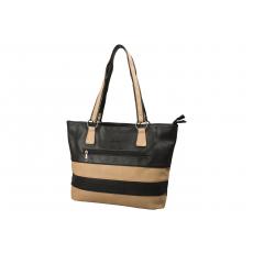 dariya® Shopper/Tragetasche mit Streifen - schwarz/natur - PU