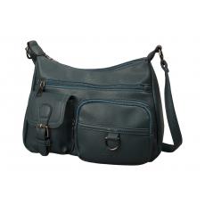 dariya® Umhängetasche mit zwei aufgesetzten Taschen - petrolgrün - PU