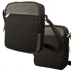 Crossbody Tasche – Canvas mit Büffel Hunter Leder - schwarz/anthrazit