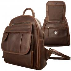 Kompakter Multifunktions-Rucksack - Rind Pull-Up Vintage Leder braun