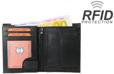 RFID Protect - Geldbörse Nappa-Leder Kombibörse schwarz