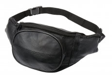 Bauchtasche mit Fronttasche Reißverschluss - Nappa Leder schwarz