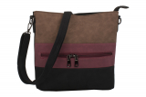 Kleine sportliche Umhängetasche dreifarbig abgesetzt - samtweiches PU