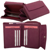 Rindleder Damenbörse mit Paisley Muster - Beere