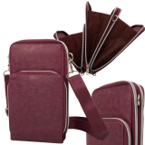 Rindleder Umhängetasche mit Paisley Muster - Beere