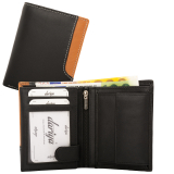 Geldbörse mit Innenriegel Nappa-Leder Kombibörse schwarz/cognac