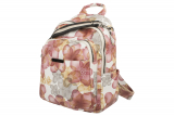 Edler Unisex Freizeit Rucksack mit Metall Reißverschlüssen mit Flowerprint rot - abwaschbar