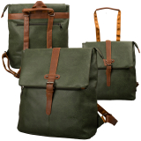 dariya® 2in1 Rucksack-Tasche mit Überschlag - dunkelgrün/braun - PU