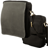 Crossbody Überschlag Tasche – Canvas mit Büffel Hunter Leder - schwarz/anthrazit