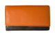 RFID Protection - Große Damenbörse mit 13 Kartenfächern - Rind Nappa Leder schwarz/orange