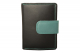 RFID Protection - Mittelgroße Rindleder Damenbörse mit 14 Kartenfächern - schwarz/tuerkis