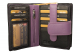 RFID Protection - Mittelgroße Rindleder Damenbörse mit 14 Kartenfächern - schwarz/violett