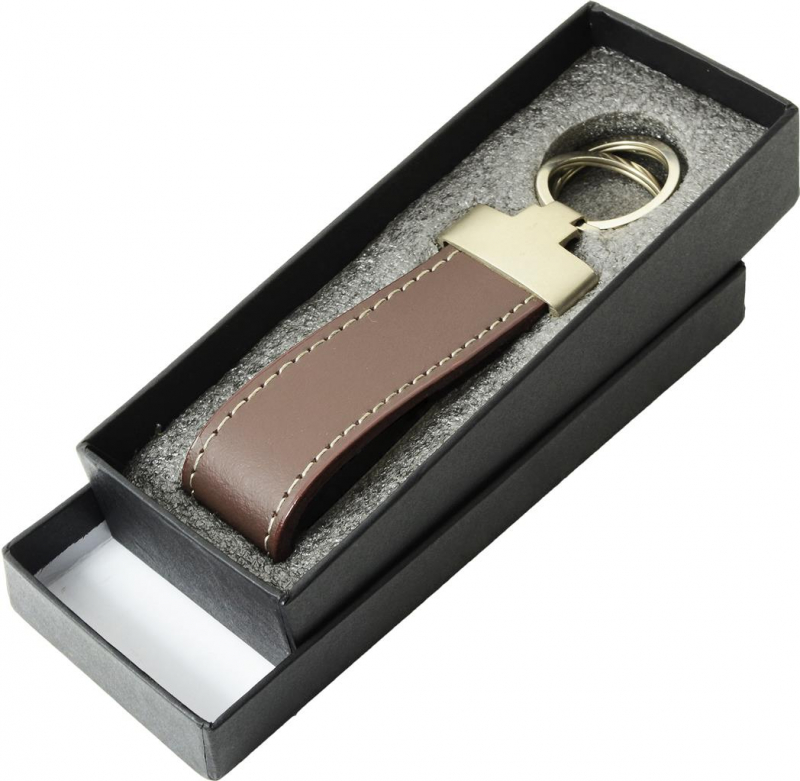 Schlüsselanhänger Echt-Leder mit Geschenkbox braun - iMPEX