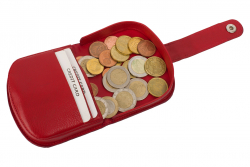 Schüttelbörse / Münzbörse mit 4 Kartenfächern und Verschlussriegel rot