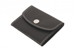 RFID Protected - Kartenbörse/Minibörse bis 8 Karten - Doppelnaht Rindleder schwarz