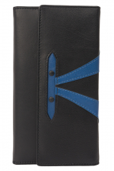 Formstabile Umhängetasche mit zwei aufgesetzten Taschen blau