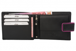 Color Exclusive Rindleder Geldbörse mit großem Kleingeldfach, 6 Kartenfächer, Außenriegel