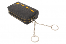 Schlüsseltasche mit 2 Ringen - Nappa Leder Color-Exklusive schwarz/gelb