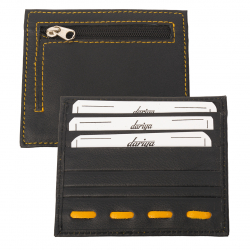 Flacher Kartenhalter für 3 Karten mit Münzfach schwarz/gelb