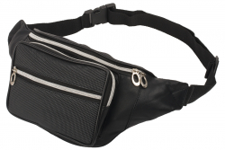 Stylische Bauchtasche mit Fronttasche Reißverschluss mit Metall-Look Reißverschluss - Nappa Leder schwarz