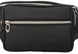Stylische Bauchtasche mit Fronttasche Reißverschluss mit Metall-Look Reißverschluss - Nappa Leder schwarz