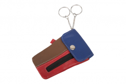 Hochformat Schlüsseltasche mit 2 Ringen + Reißverschluss - Nappa Leder Multicolor