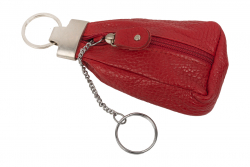 Moderne Schlüsseltasche mit massivem Metallelement und Schlüsselringen - Rind Leder rot