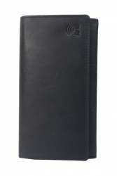 RFID Protection -  Große Damenbörse 10 Kartenfächer - Rind Leder dunkelblau uni