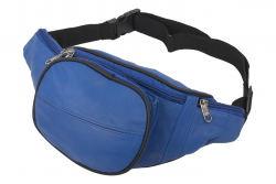 Bauchtasche mit Fronttasche Reißverschluss - Nappa Leder blau