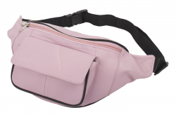 Bauchtasche mit Fronttasche Klettverschluss - Nappa Leder rosa