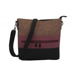 Kleine sportliche Umhängetasche dreifarbig abgesetzt - samtweiches PU