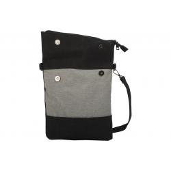 Faltüberschlag Umhängetasche mit Canvas Absatz - samtweiches PU