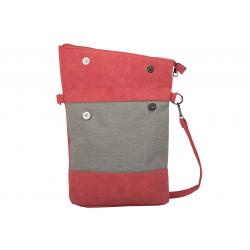 Faltüberschlag Umhängetasche mit Canvas Absatz - samtweiches PU