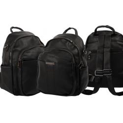 Edler Unisex Freizeit Rucksack mit Metall Reißverschlüssen - schwarz