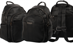 Edler Unisex Freizeit Rucksack mit Metall Reißverschlüssen - schwarz